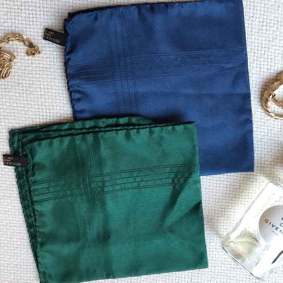 Bundle of 2 Gorgeous vintage Silk green & purple unisex scarf - made in Italy - Picture 3 of 14